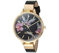 Nine West - Orologio da polso da donna, con quadrante con motivo floreale, Oro Nero