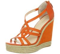 Nine West Sandali Loverboy da donna con plateau, Pelle Arancione/Arancione, 42 EU