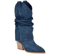 NINE WEST Stivali da donna Wilton Western, Blu Denim 400, 37 EU
