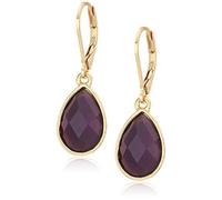 Nine West Women's Gold-Tone and Berry Teardrop Drop Earrings, Size 0
