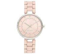 Nine West Women's NW/2303PKPK Crystal Accented Silver-Tone and Pink Rubberized Bracelet Watch