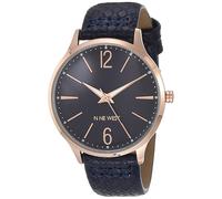 Nine West Women's Snake Patterned Strap Watch, NW/2560 Navy Blue/Rose Gold