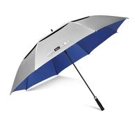 NINEAMX Ombrello Pioggia Grande Da Sole, Ombrello Golf Grande Anti UV Spf 50+, UV Protection Umbrella Grandi Da Pioggia Automatico Antivento Robusto per Uomo Donna(Argento/Blu)