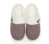NineCiFun Pantofole da donna accoglienti in memory foam pelose morbide pantofole calde camera da letto pantofole antiscivolo suola rigida per le donne uso interno ed esterno(EU38/39,marrone)