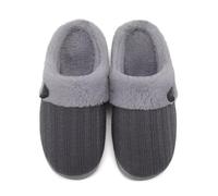 NineCiFun Pantofole da Donna Comfort Memory Foam Morbide e Pelose - Scarpe da Letto Calde Antiscivolo (EU42/43, Grigio Scuro)