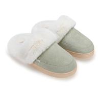 NineCiFun Pantofole da donna in memory foam scamosciate, con collo in pelliccia morbida, antiscivolo, per interni ed esterni, Verde, 36/37 EU