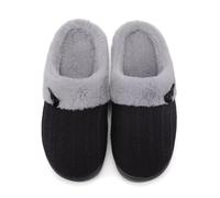 NineCiFun Pantofole da donna Morbide e Pelose Comfort Memory Foam Scarpe da Letto Calde Antiscivolo (EU38/39, Nero Grigio)