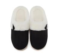 NineCiFun Pantofole da donna Morbide e Pelose Comfort Memory Foam Scarpe da Letto Calde e Antiscivolo (EU36/37, Bianco Nero)