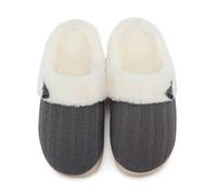 NineCiFun Pantofole da donna Morbide e Pelose Comfort Memory Foam Scarpe da Letto Calde e Antiscivolo (EU40/41, Grigio Bianco)