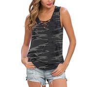 Ninee Canotta da donna senza maniche Criss Cross Casual, 09 grigio mimetico, L