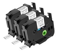 NineLeaf 3 pezzi compatibili per Brother HSe-241 HSe241 HS241 HS-241 - Tubi termorestringenti neri su bianco, 17,7 mm x 1,5 m per etichette P-touch PT-D600 P700 P750W E550WVP 9700PC E300VP P900W