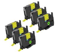 NineLeaf 6 confezioni di ricambio per Brother P-touch TZe-631 TZ-631 TZe631 TZ631 AZe 12mm 0.47'' Nastro Nero su Giallo Laminato Etichetta per Ptouch PT-D200 D450 D400VP D400 E300 Etichettatrice