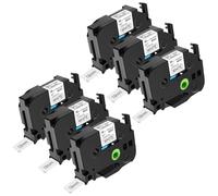 NineLeaf 6 etichette compatibili con Brother P-touch TZe-241 TZe241 TZ-241 TZ241 AZe-241 TZE 18 mm 0,7" nero su bianco laminato, per etichettatrice Ptouch PT-1880W 18R 18RKT