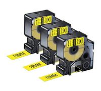 NineLeaf Confezione da 3 nastri per etichette compatibili con Dymo D1 45808 S0720880, nero su giallo, 19 mm, nastro per etichettatura LabelManager 360D, 420P, 450D, LabelPoint 350, LabelWriter 400,