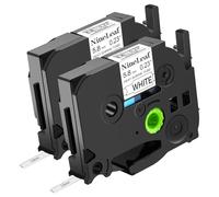 NineLeaf Nastro termoretraibile compatibile con Brother HSe-211 HSe211 HS-211 HSE, 5,8 mm x 1,5 m, nero su bianco, per cavi P-Touch PT-E500 E550W P750W P750WN P900W, 2 pezzi