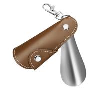 NINEMAX Calzascarpe Metallo Corto 11.2cm,Mini Calzante Per Scarpe Metallo Calzascarpe Acciaio Robusto Da Viaggio(Marrone Chiaro)
