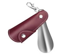 NINEMAX Calzascarpe Metallo Corto 11.2cm,Mini Calzante Per Scarpe Metallo Calzascarpe Acciaio Robusto Da Viaggio(Borgogna)