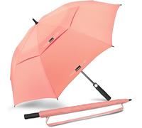 NINEMAX Ombrello Pioggia Grande Apertura Automatico Ombrello da Golf Antivento Resistente 157cm con Doppia Copertura Ventilata(Rosa)