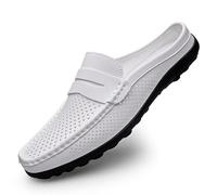 Ninepointninetynine Mocassini da Uomo Scarpe Tinta Unita Traforati in Pelle vegana Penny Mezzi Mocassini Scarpe Flessibili Antiscivolo Leggeri Slip-on for Feste (Color : Bianca, Size : 43 EU)