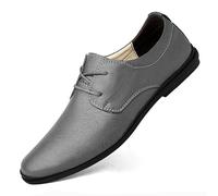 Ninepointninetynine Scarpe Eleganti da Uomo Scarpe Derby in Pelle vegana con Punta Tonda e Stringate Scarpe Derby Antiscivolo Resistenti allo Scivolamento (Color : Grey, Size : 44 EU)