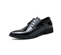 Ninepointninetynine Scarpe Eleganti da Uomo Scarpe Derby Stringate a Punta brunita in Ecopelle Suola Bassa in Gomma Antiscivolo Matrimonio Antiscivolo (Color : Nero, Size : 44.5 EU)