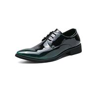 Ninepointninetynine Scarpe Eleganti da Uomo Scarpe Derby Stringate a Punta brunita in Ecopelle Suola Bassa in Gomma Antiscivolo Matrimonio Antiscivolo (Color : Verde, Size : 40 EU)