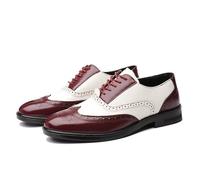 Ninepointninetynine Scarpe Eleganti da Uomo Stringate Brogue Punta ad Ala in Rilievo Scarpe Oxford in Pelle vegana Bicolore Suola in Gomma Antiscivolo Tacco Largo Antiscivolo Parte Bassa (Color : Ros