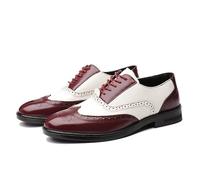 Ninepointninetynine Scarpe Eleganti da Uomo Stringate Brogue Punta ad Ala in Rilievo Scarpe Oxford in Pelle vegana Bicolore Suola in Gomma Antiscivolo Tacco Largo Antiscivolo Parte Bassa