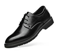 Ninepointninetynine Scarpe Eleganti Oxford da Uomo Scarpe Derby in Pelle con Punta Tonda e Stringate Suola in Gomma Tacco Basso e Tacco Largo Antiscivolo Classico (Color : Nero, Size : 39 EU)