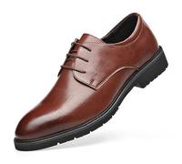 Ninepointninetynine Scarpe Eleganti Oxford da Uomo Scarpe Derby in Pelle con Punta Tonda e Stringate Suola in Gomma Tacco Basso e Tacco Largo Antiscivolo Classico (Color : Marrone, Size : 43 EU)