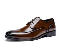 Ninepointninetynine Scarpe eleganti Oxford da uomo Stringate da bici quadrate Scarpe derby con punta brunita Scarpe basse in pelle antiscivolo Suola in gomma antiscivolo Tacco largo Classico(Marrone s