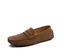 Ninepointninetynine Scarpe Mocassino da Uomo for Uomo Pelle Scamosciata Vamp Dettagli Cuciture Vera Pelle Tacco Piatto Flessibile Resistente Comodo Casual Slip on (Color : Caqui, Size : 43 EU)