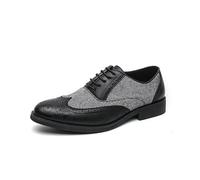 Ninepointninetynine Scarpe Oxford da Uomo Stringate Punta a Punta Brogue Punta dell'ala in Rilievo Patchwork Bicolore Tacco Largo Antiscivolo Antiscivolo Business