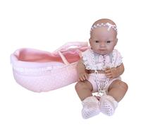 NINES D'ONIL Bambola 37cm Mio Bebè in Culla Rosa corpo in Vinile