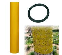 NineSSJLY Anelli adesivi per alberi da frutto 5 m x 25 cm con filo 30 m - Nastro giallo anti-formiche, bruchi, afidi - Protezione per melo, ciliegio e altri alberi