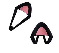 NineSSJLY Orecchie di gatto per cuffie, nere e rosa, compatibili con HyperX Cloud/Cloud II/Cloud Flight/Logitech G, per cuffie da 2,8-3,8 cm.