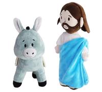 Ninesun Gesù, Gesù Bambola, Giocattoli Religiosi Cristo Carini per Bambini Neonati, Regali di Battesimo e Pasqua (Gesù e asino)
