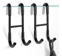 NINETREX Ganci per asciugamani da porta della doccia, ganci neri sopra la porta di vetro, per bagno, portasciugamani in acciaio inox 304, resistenti, per asciugamani, porte in vetro senza cornice,