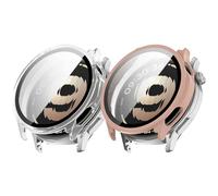 NineXuan Custodia protettiva per Oneplus Watch Lite, custodia protettiva completa per Oppo Watch S, custodia protettiva rigida per schermo in PC (rosa + trasparente)