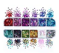 NINFEIQI 12 paillettes colorate a forma di stella in scatola lunga a 12 scomparti, decorazione fai da te per donne e ragazze
