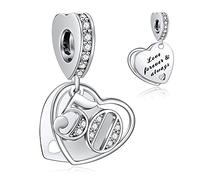 NINGAN 50 Numero significativo di ciondoli per Pandora Charm 925 Ciondoli in argento Collana con perline, Charm pendente per compleanno Anniversario Festa della mamma