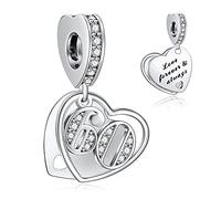 NINGAN 60 Numero significativo di ciondoli per Pandora Charm 925 Ciondoli in argento Collana con perline, Charm pendente per compleanno Anniversario Festa della mamma