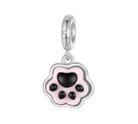 NINGAN 925 Argento Sterling Charm Carino Animale Domestico Zampa Ciondolo Perlina Compatibile Con Le Donne Braccialetto Perlina Goccia Fascino Smalto, Famiglia E Amici Regali Di Compleanno