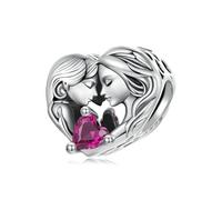 NINGAN 925 Argento Sterling Charms Cuore Puzzle Bead Amore Madre Charm, adatto per le donne Bracciale collana, regalo di compleanno della festa della mamma