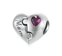 NINGAN 925 Argento Sterling Figlia e Madre Perla Charm, con 5a Zircone Adatto per Bracciale Donna Collana, Festa della Mamma Regalo
