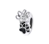 NINGAN 9925 Charm in argento sterling con stampa di zampa di animale domestico perline di chiusura Adatto per bracciali da donna
