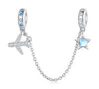 NINGAN Bracciale in argento 925 Catena di sicurezza stellare dell'aeromobile Shiny Moonlight Stone Bracciale Donna Accessori