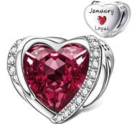 NINGAN Charm d'amore in argento 925 con zircone 5A lucido pietra di compleanno da gennaio a dicembre adatto per braccialetti da donna