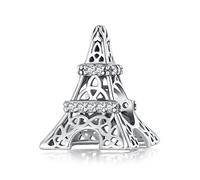 NINGAN Charm in argento 925 Torre Eiffel Perline da bracciale da donna Regalo di gioielli souvenir da viaggio
