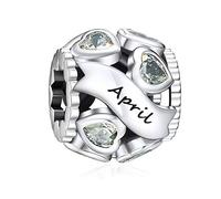 NINGAN Charms in argento 925 Aprile pietra natale perline adatto per braccialetti da donna regalo di giorno festivo